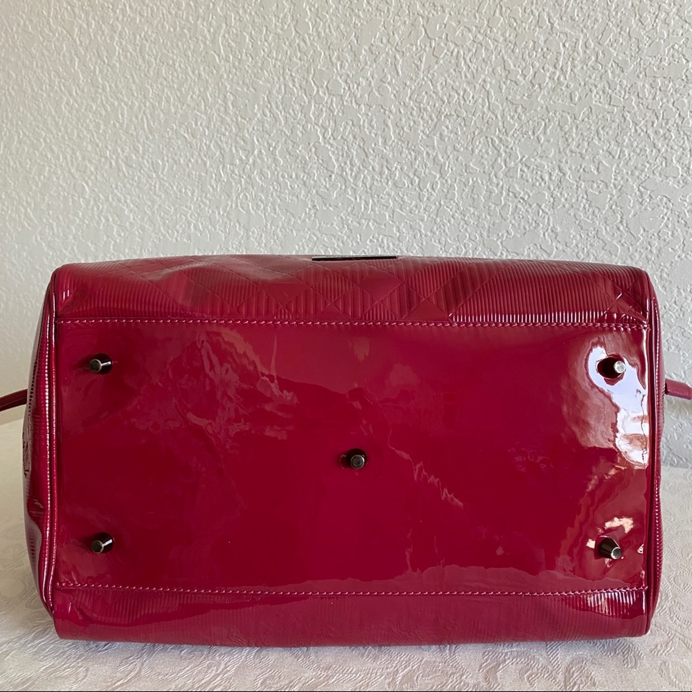Burberry Raspberry Embossed Check Patent Leather … - image 5